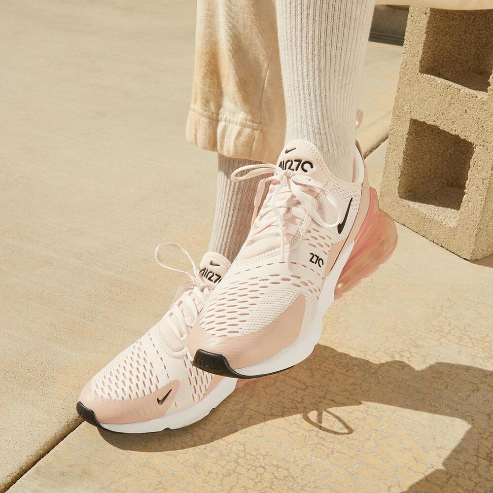 Nike Air Max 270 Women's Athletic Shoes in Pale Pink and White